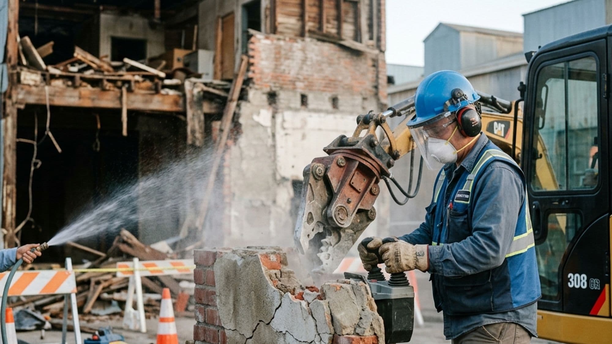 A licensed Building Moving/Demolition contractor at work on a California project
