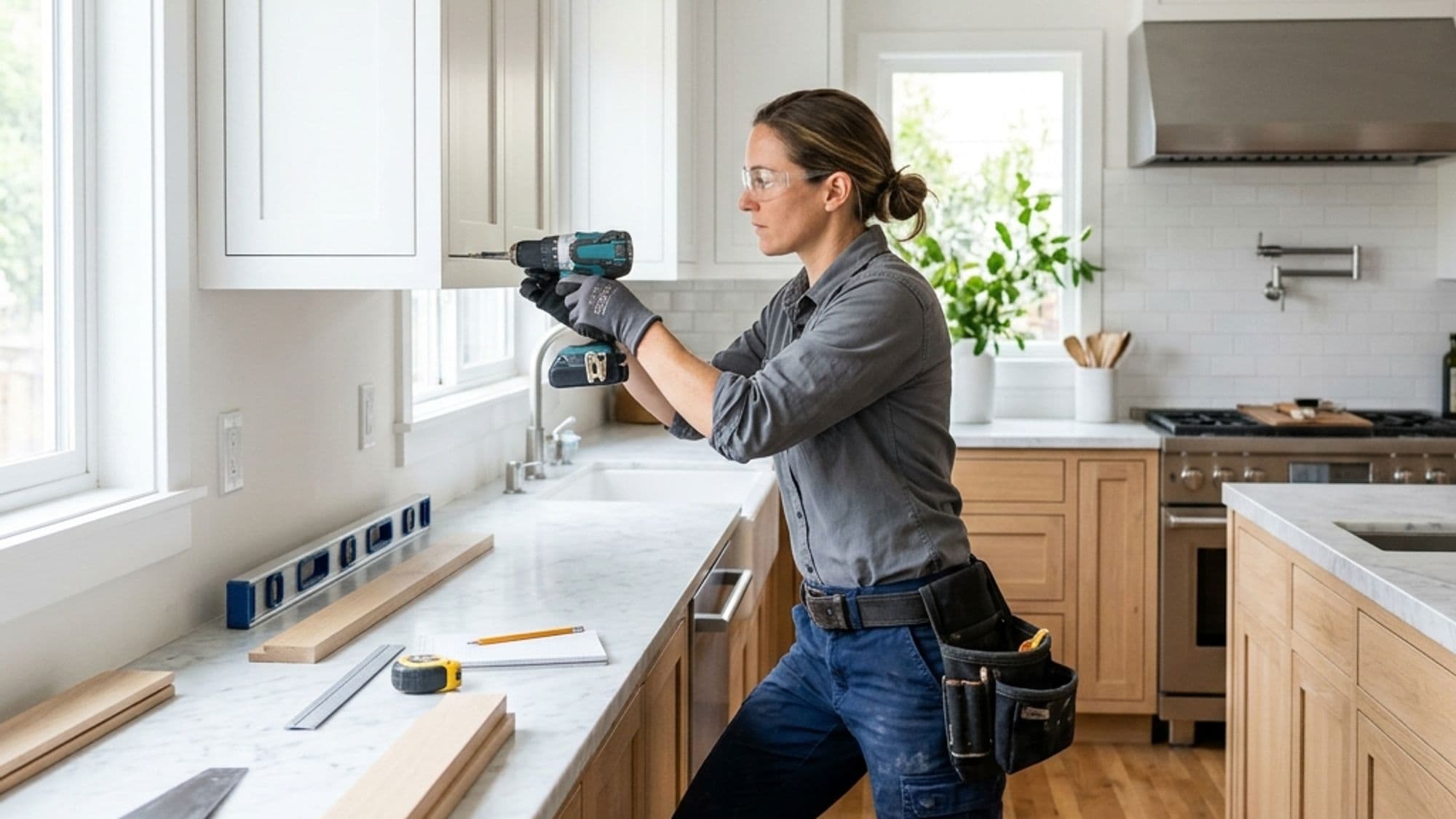 A licensed Cabinet, Millwork and Finish Carpentry contractor at work on a California project