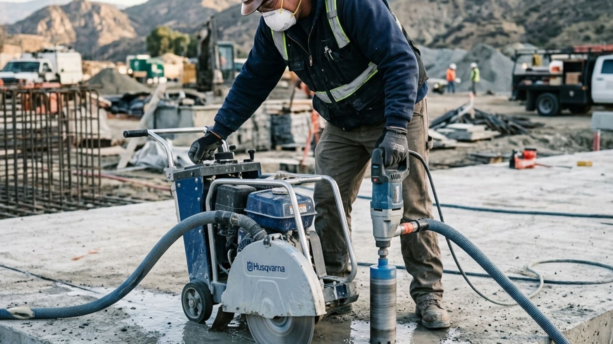 A licensed Concrete-Related Services contractor at work on a California project