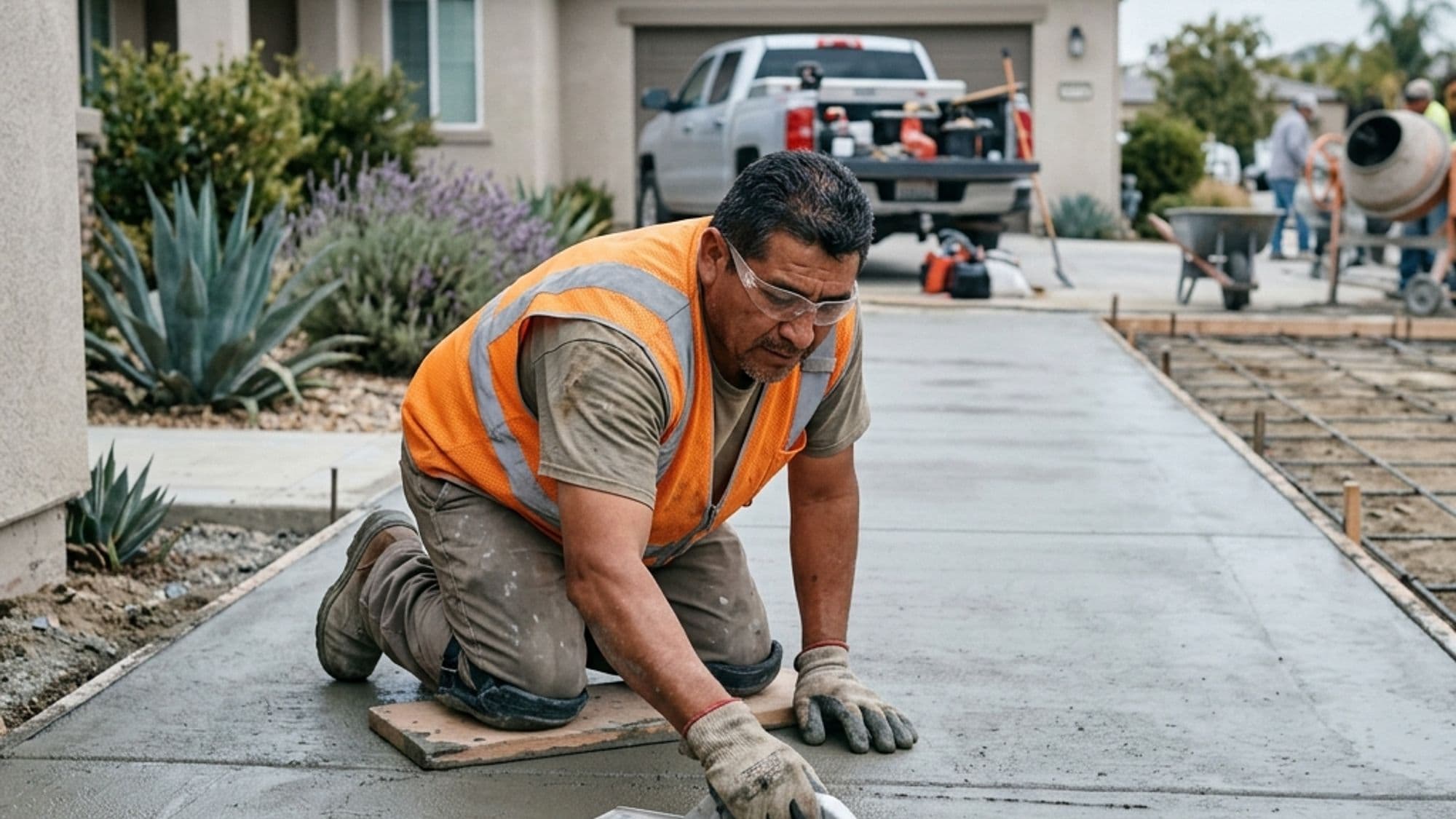 A licensed Concrete contractor at work on a California project