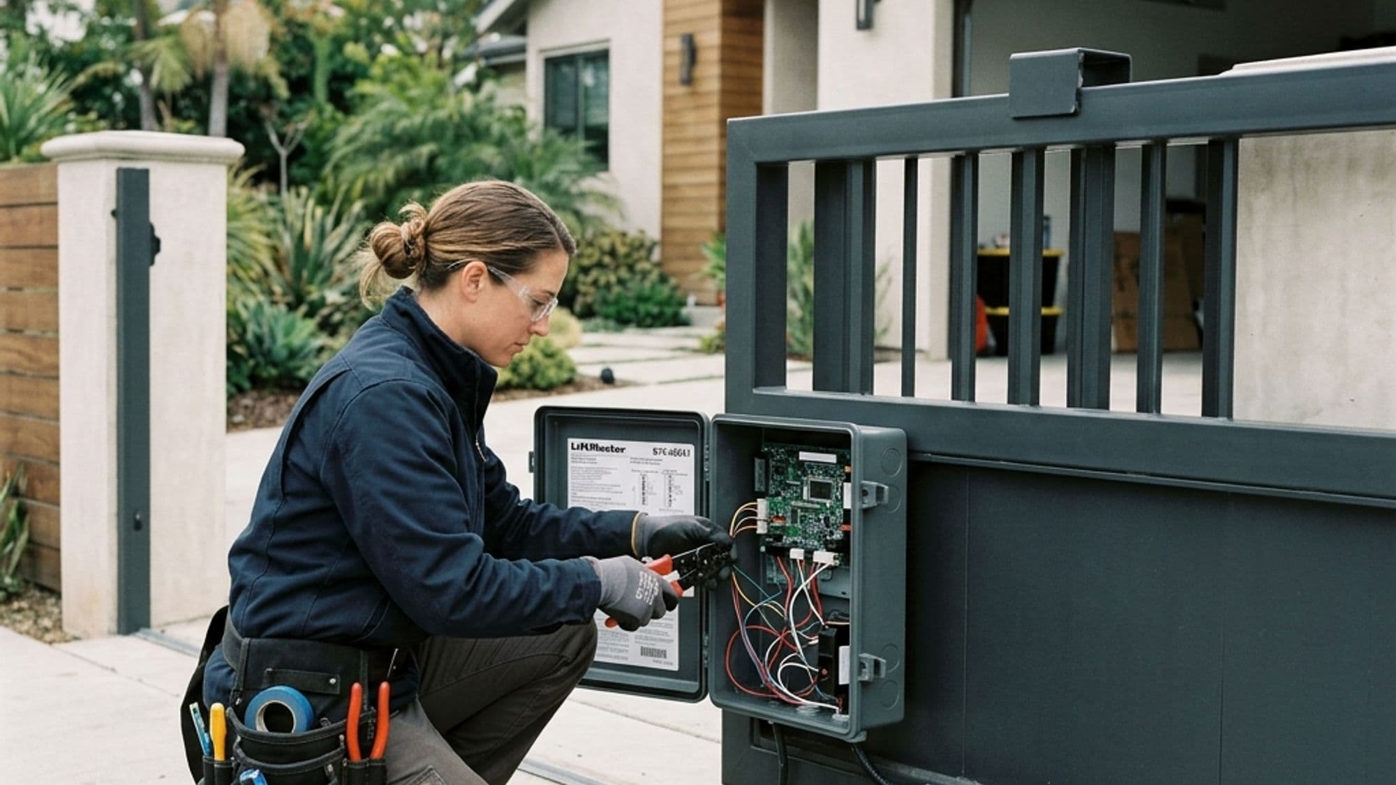 A licensed Doors, Gates and Activating Devices contractor at work on a California project
