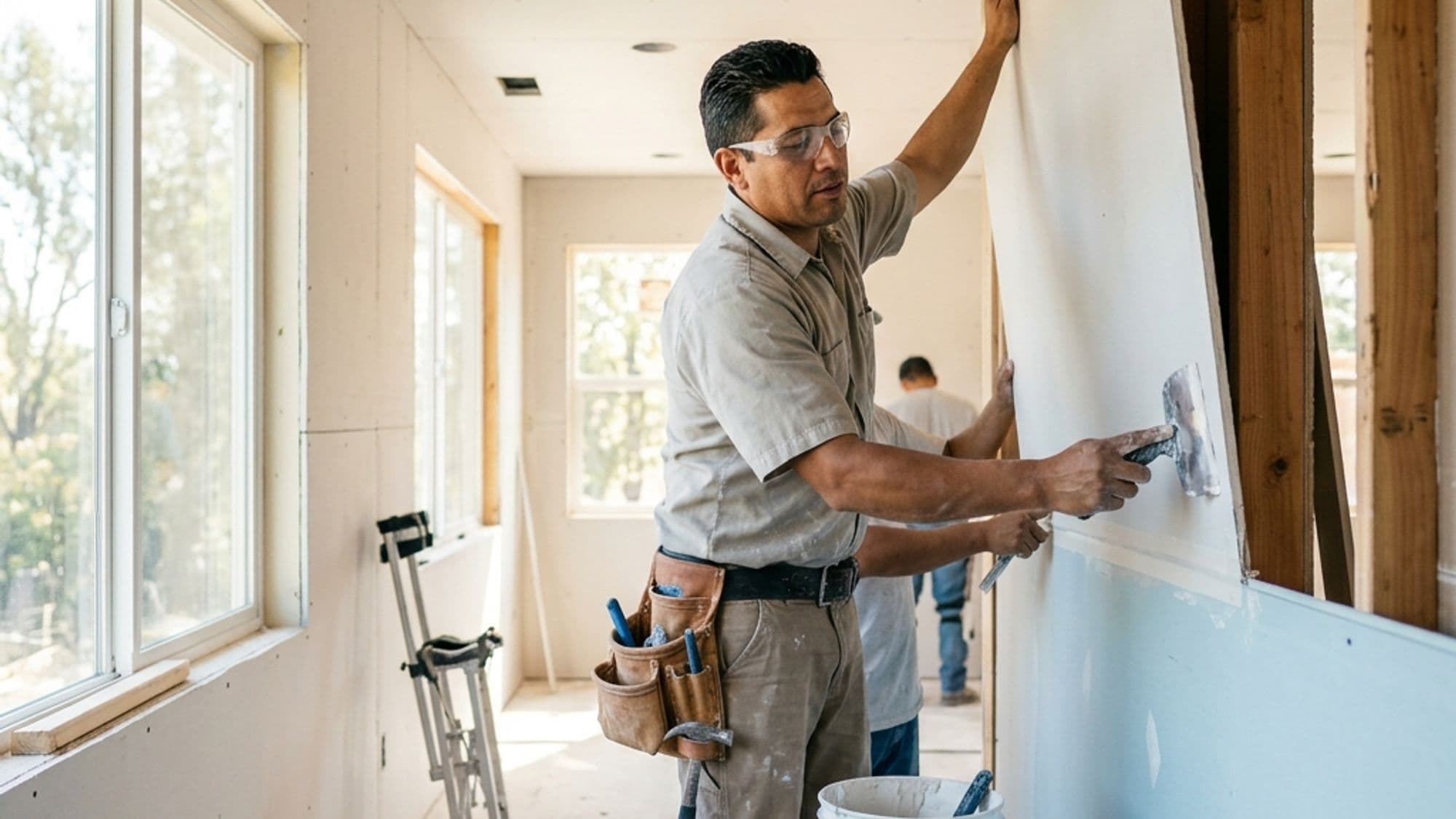 A licensed Drywall contractor at work on a California project