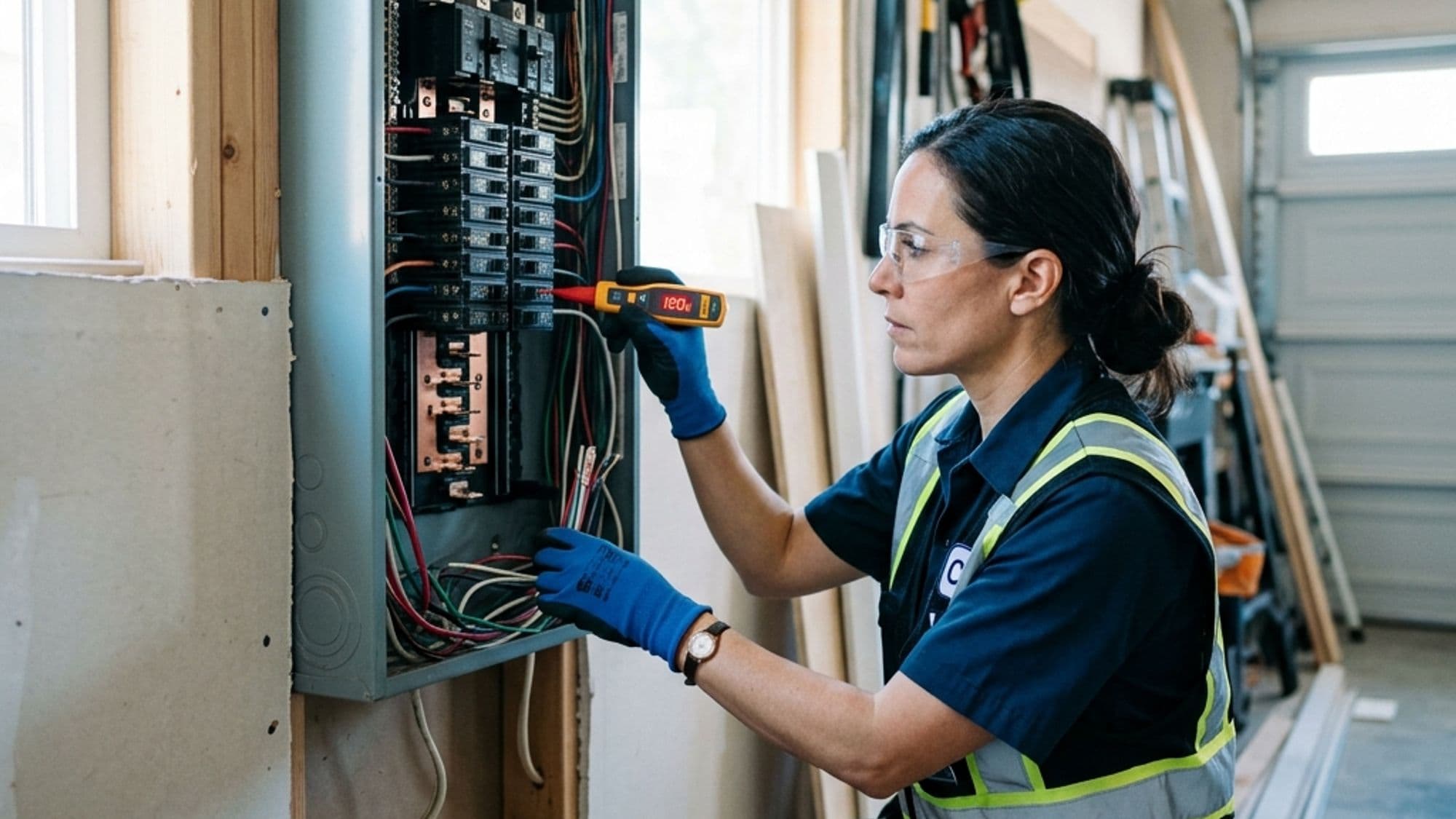 A licensed Electrical contractor at work on a California project