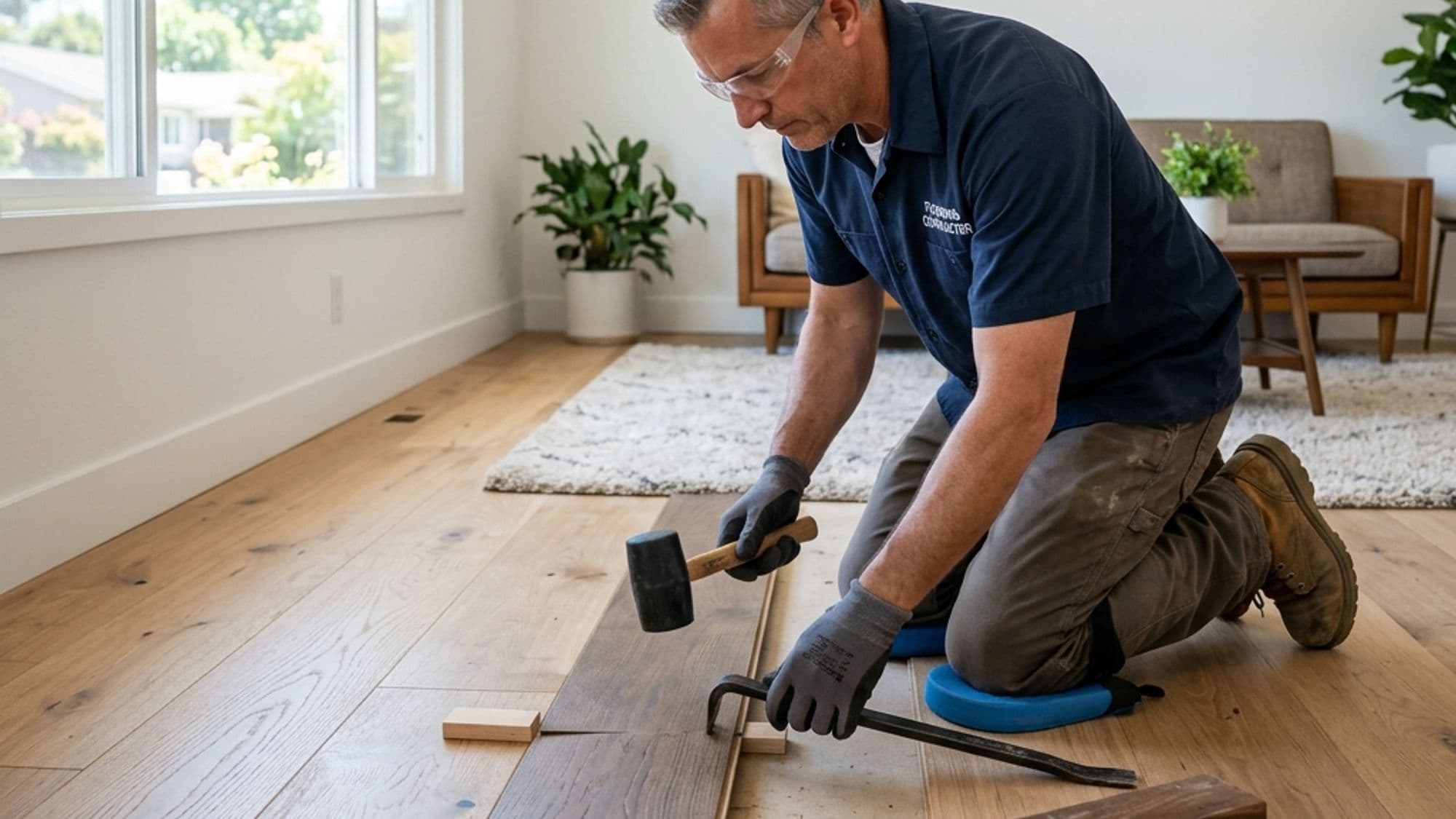 A licensed Flooring and Floor Covering contractor at work on a California project