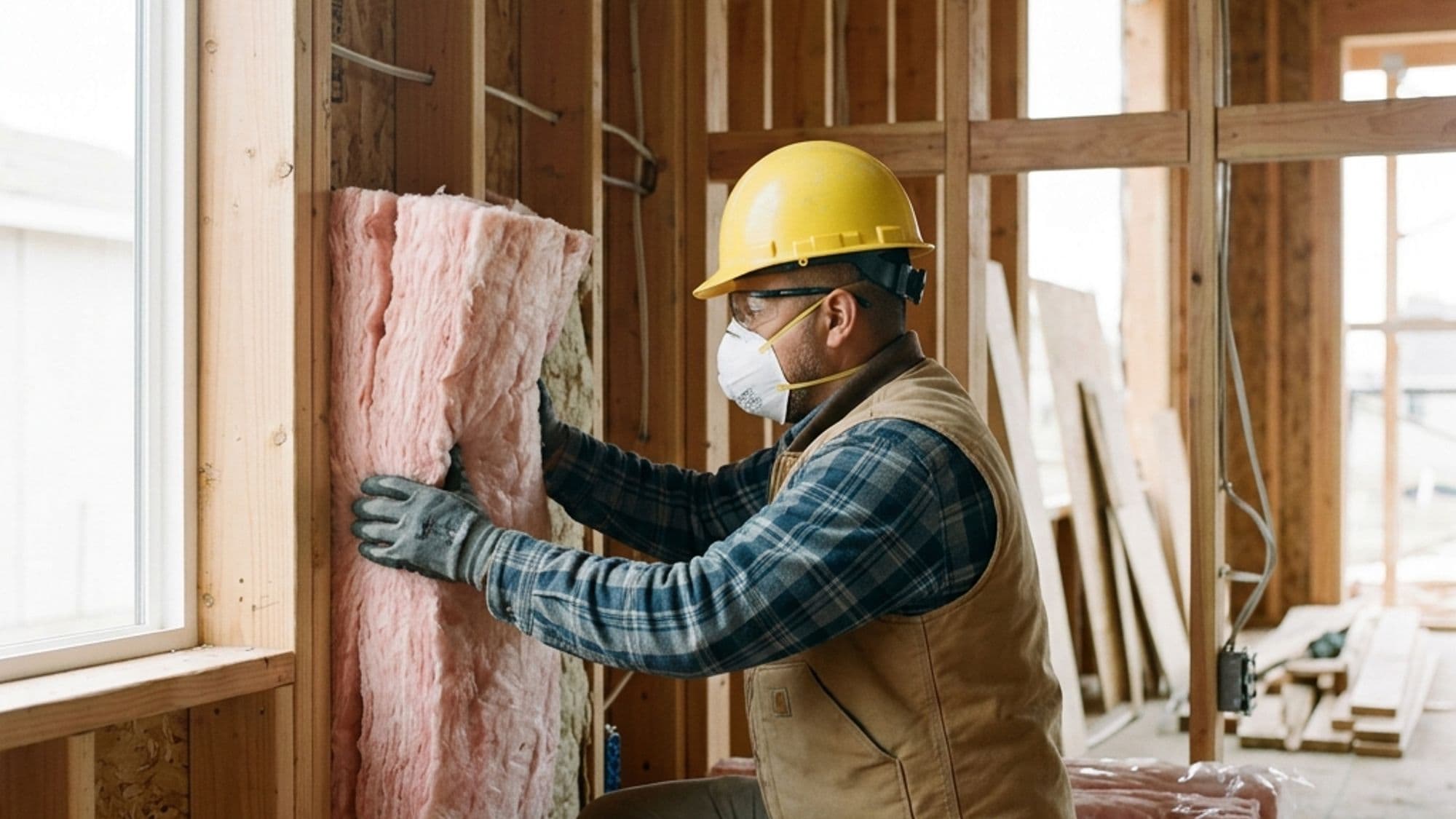 A licensed Insulation and Acoustical contractor at work on a California project