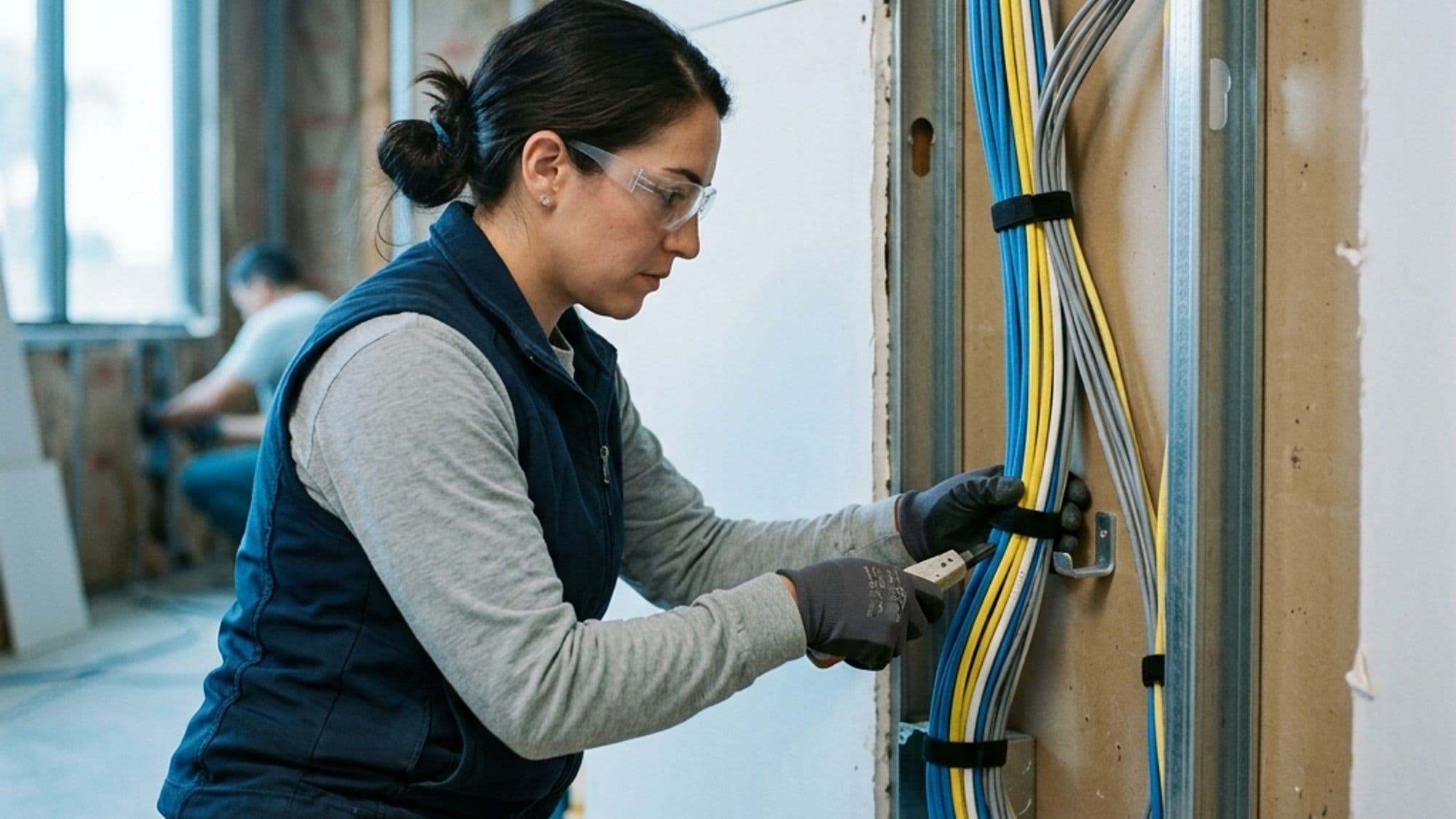 A licensed Low Voltage Systems contractor at work on a California project