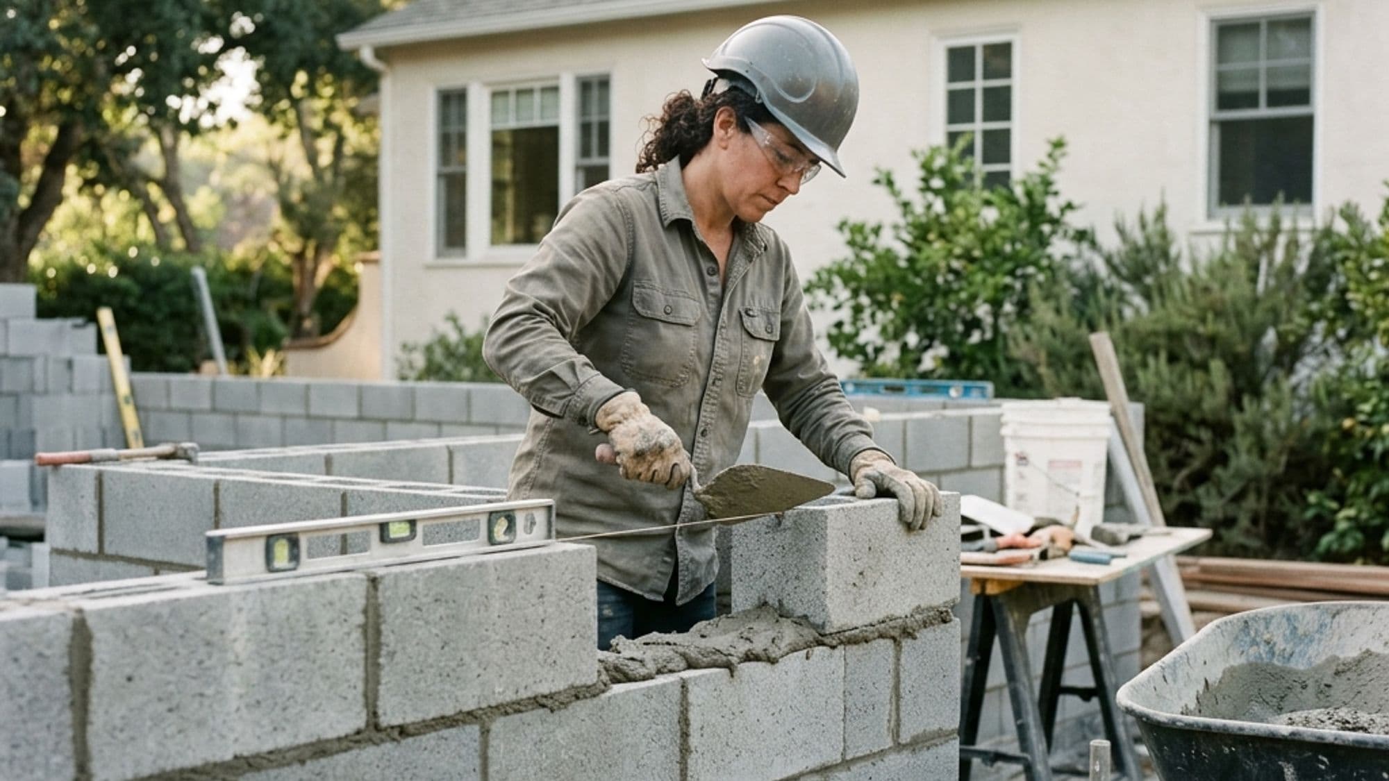 A licensed Masonry contractor at work on a California project