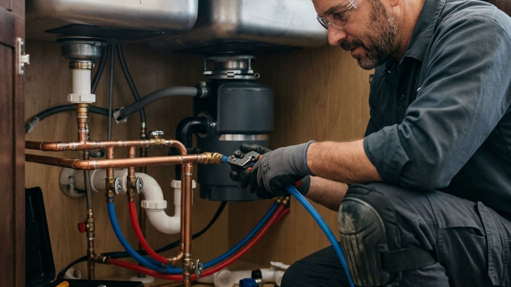 A licensed Plumbing contractor at work on a California project