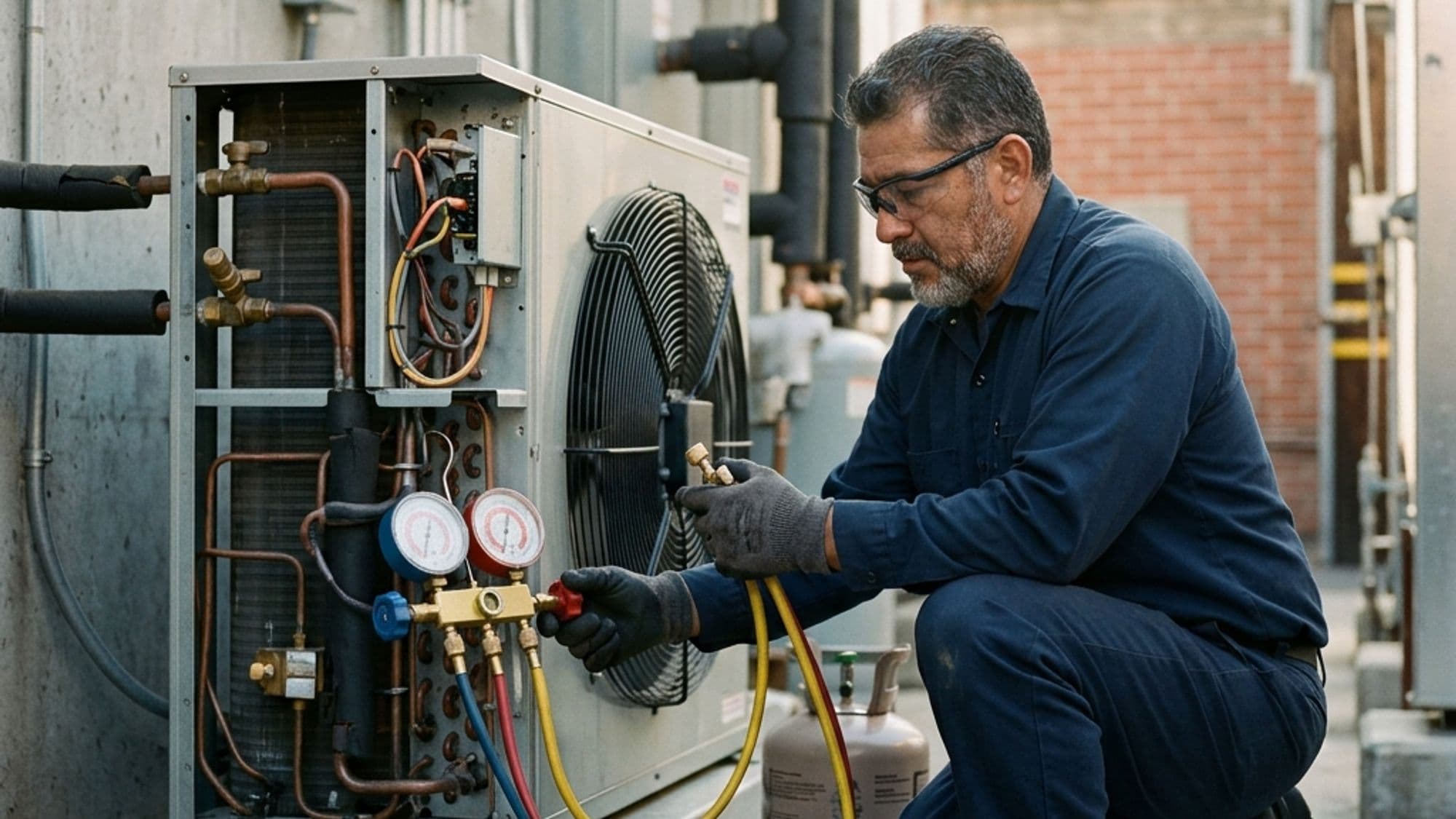 A licensed Refrigeration contractor at work on a California project
