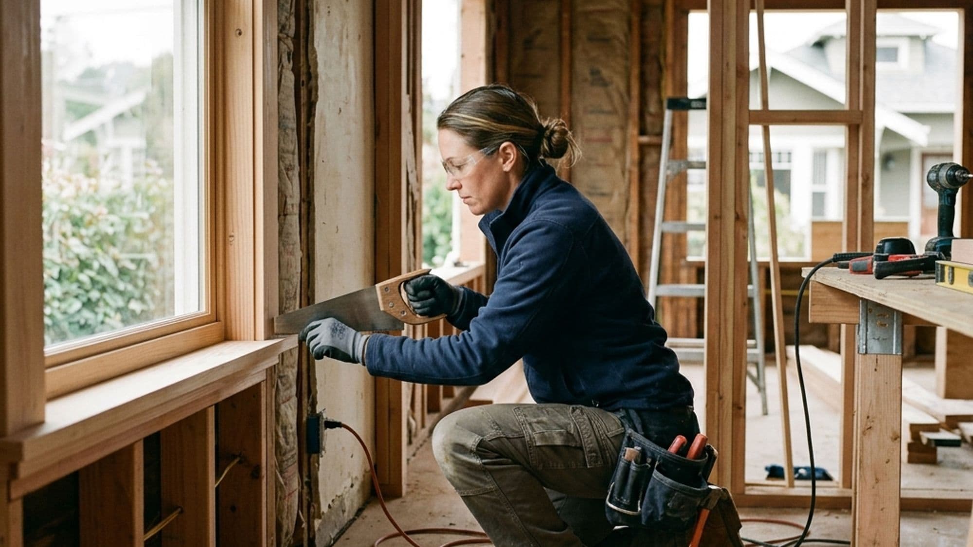 A licensed Residential Remodeling contractor at work on a California project