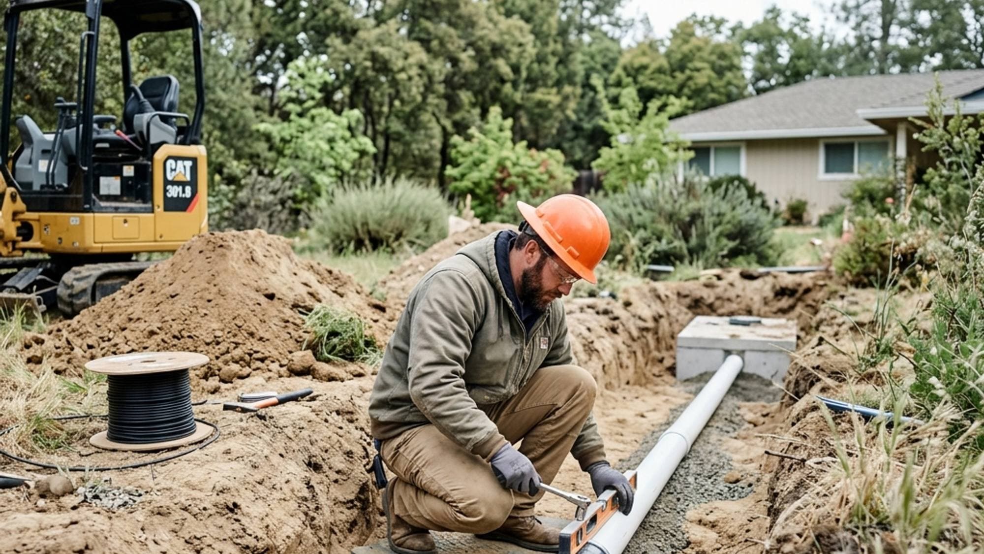 A licensed Sanitation System contractor at work on a California project