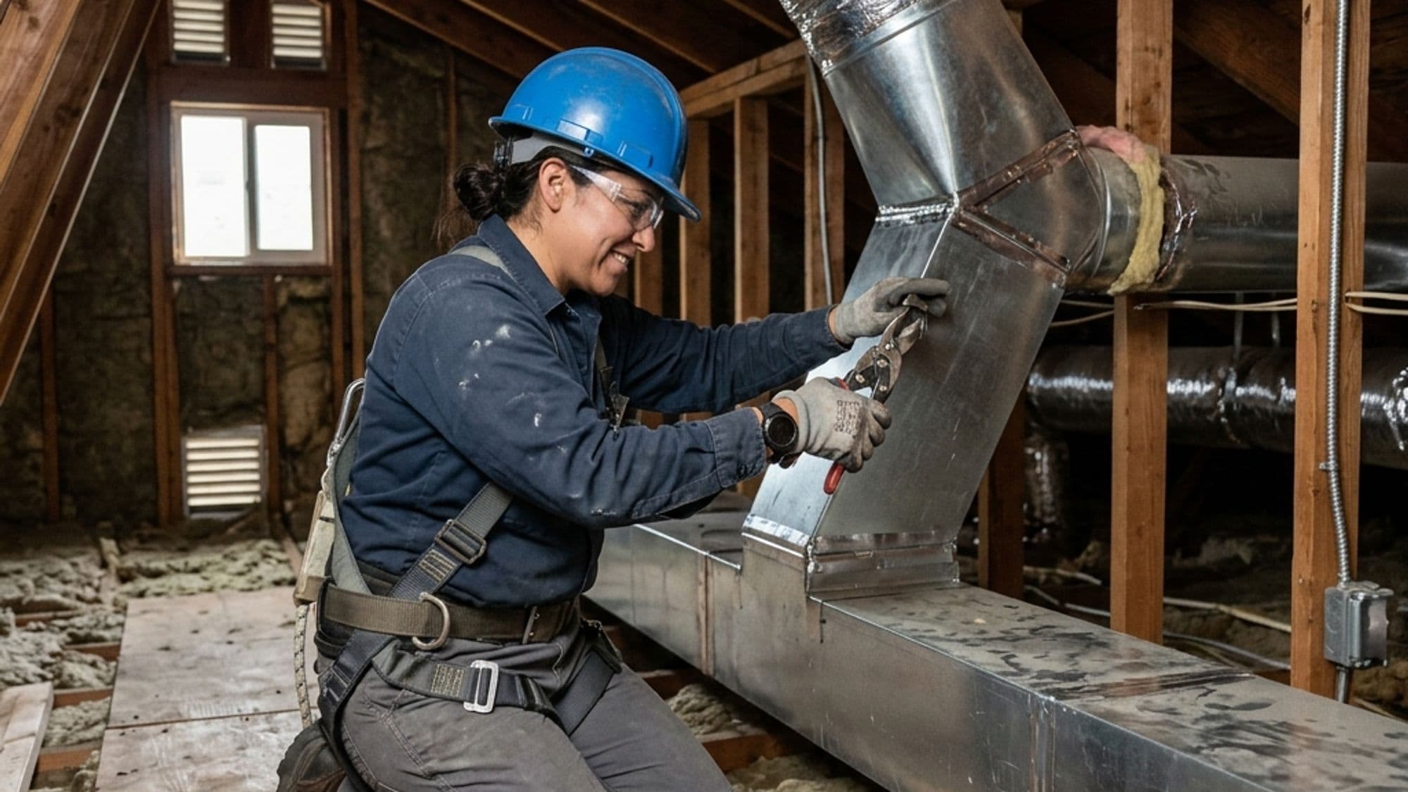 A licensed Sheet Metal contractor at work on a California project