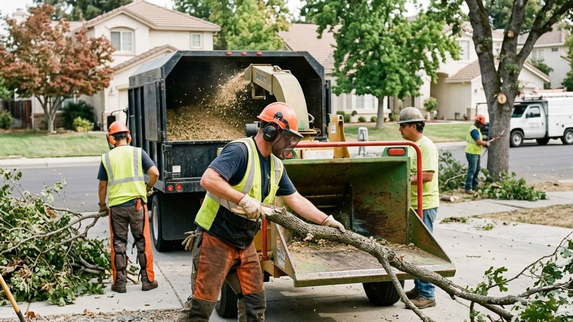 A licensed Tree Service contractor at work on a California project
