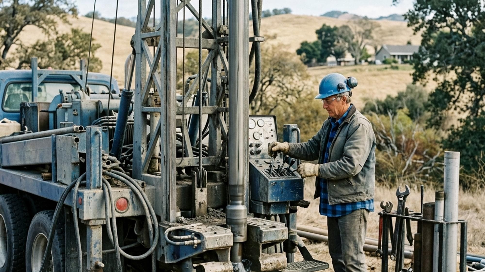A licensed Well Drilling contractor at work on a California project
